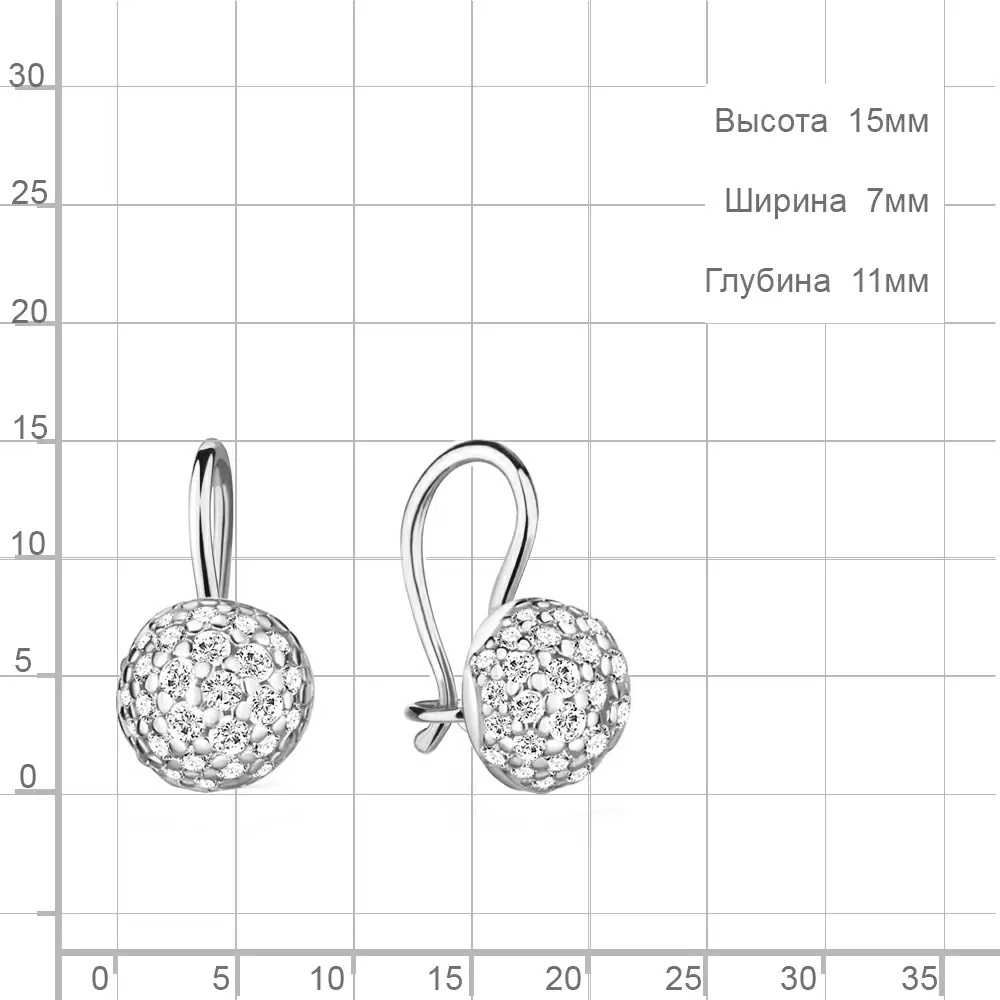 Серьги 40974А.5 серебро Шар_1