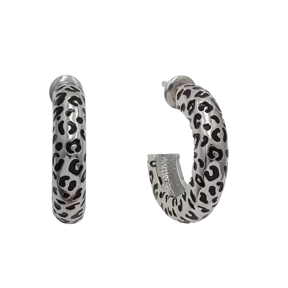 Серьги конго С647-717 серебро Леопард