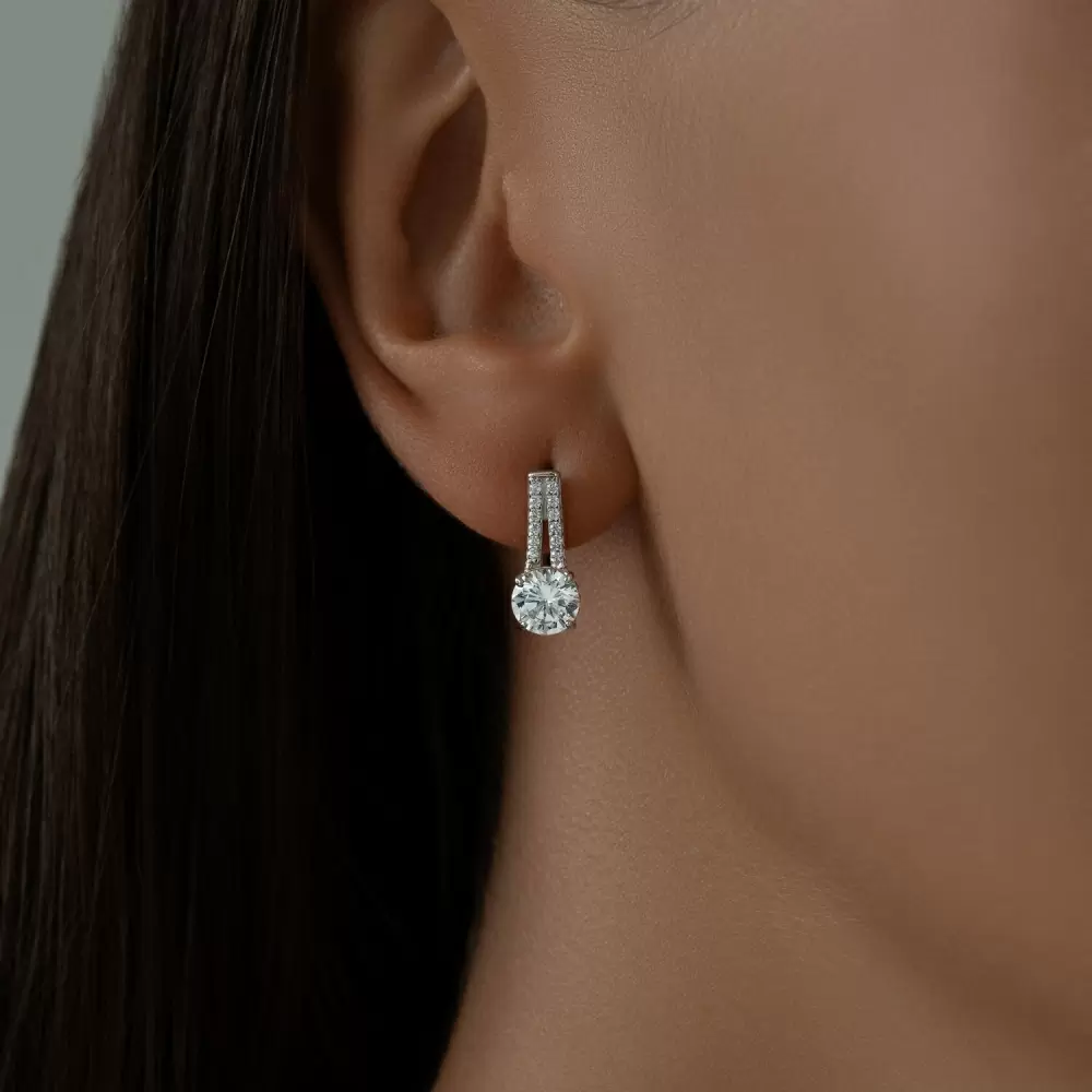 Серьги один камень 94023670 серебро