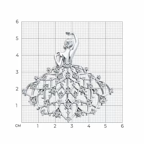 Брошь 94040334 серебро Девушка