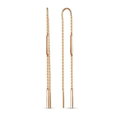Серьги продевки 1415068 золото Брусок