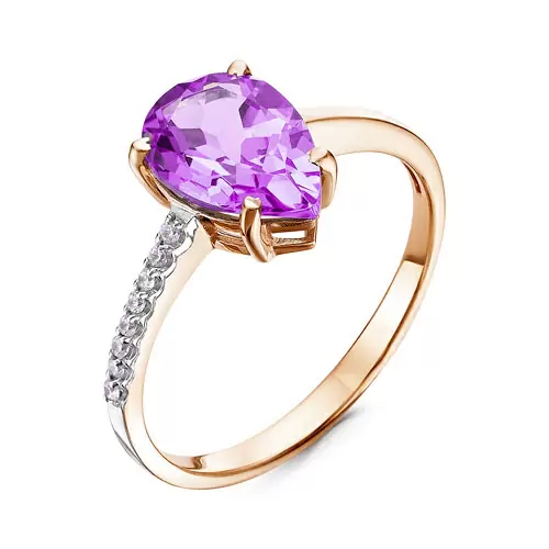 Кольцо один камень К-0276 ам золото_0