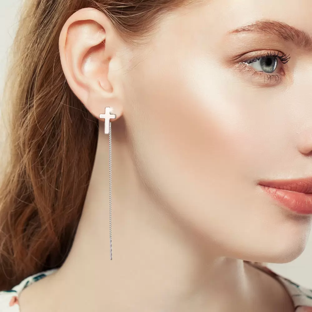 Серьги продевки 33783.2 золото Крест