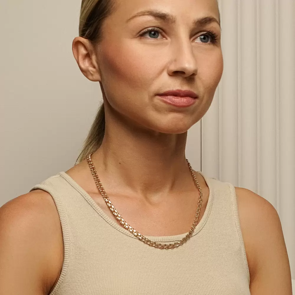 Цепь Бисмарк.Ц090 золото Пустотелый_1