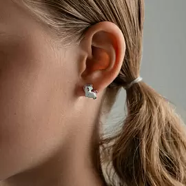 Серьги 94025647 серебро Единорог_2