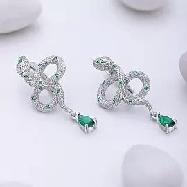 Серьги подвесные 14-72-0003-15732 серебро змея_1