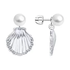 Серьги подвесные 94027226 серебро Ракушка_0
