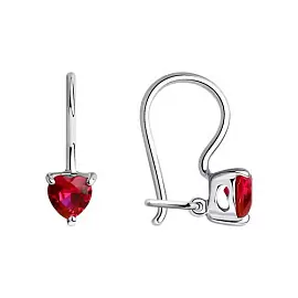 Серьги один камень 94020589 серебро Сердце_0