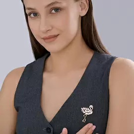 Брошь 92040131 серебро Фламинго_1