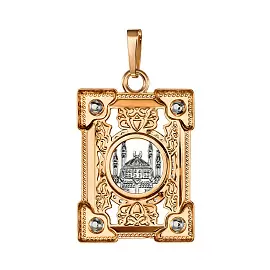 Подвеска религиозная мусульманская КЗ.27.Мечеть.бцФ.з585 золото Коран_1
