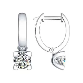 Серьги один камень 94025672 серебро_0