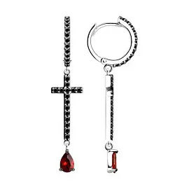 Серьги подвесные 94026720 серебро Крест_0