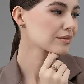 Серьги пусеты 26096-117 золото Луи Виттон_1