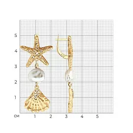 Серьги подвесные 93-321-00025-1 серебро Ракушка_3