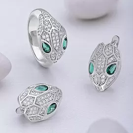 Серьги 10-72-0003-15734 серебро Булгари Змея_1