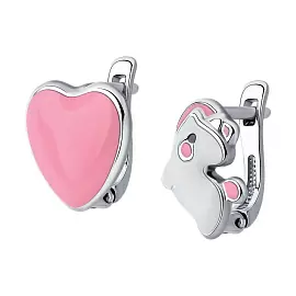 Серьги 94025647 серебро Единорог_0