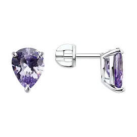Серьги пусеты 94026835 серебро Капля_0