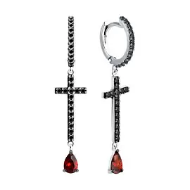 Серьги подвесные 94026720 серебро Крест_1