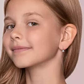 Серьги один камень 94020585 серебро Сердце_1