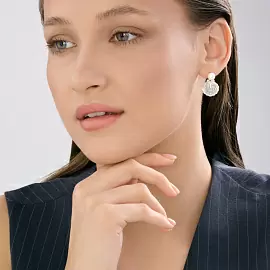 Серьги подвесные 94027226 серебро Ракушка_1