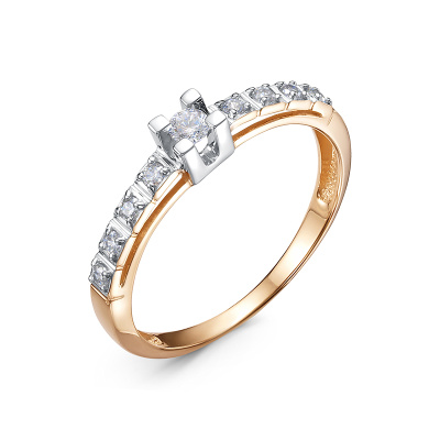 Кольцо один камень 1108075 золото