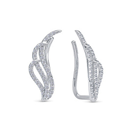 Серьги каффы СЖМ1265В серебро Волна