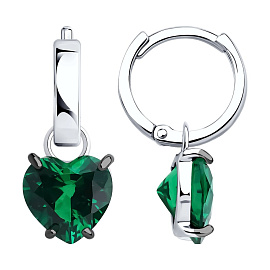 Серьги подвесные 94026824 серебро Сердце_0
