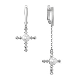Серьги подвесные 1043842-01250-2S серебро Крест