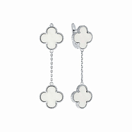 Серьги подвесные SY-355575-E8-PRL-WG серебро Ван Клиф